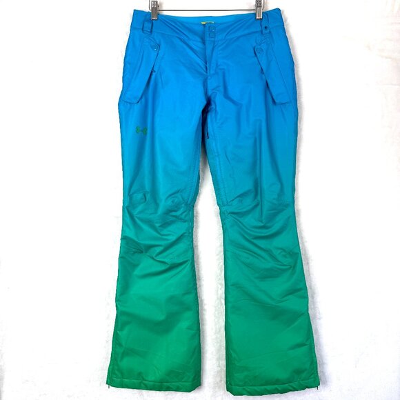 Under Armour Storm Primaloft Ombre Snowboard Ski Snow Flared Pants S Blue Green - Picture 1 of 11